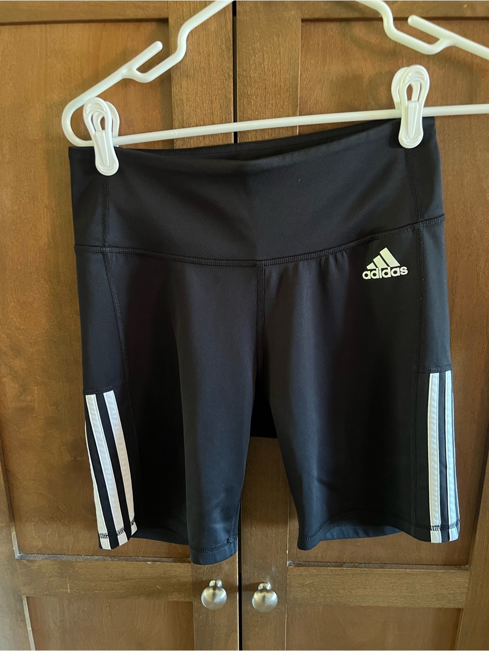 adidas Black Bike Shorts with White Three-Stripes